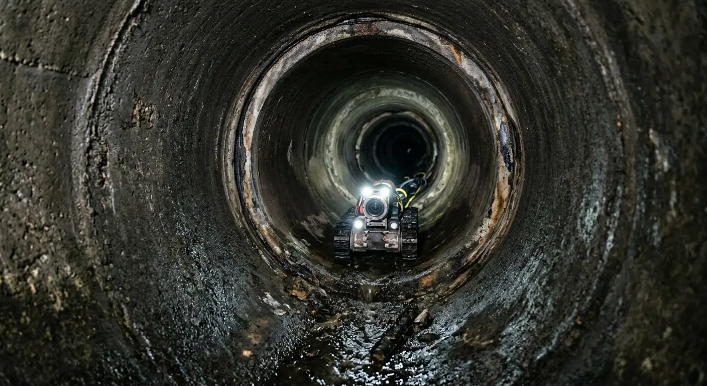 Robotic sewer camera inspecting pipe interior for Sewer Line Repair in Gulf Hills
